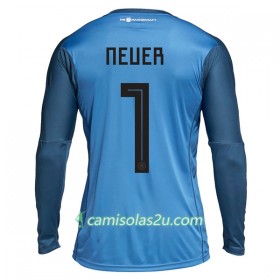 Camisolas de Futebol Alemanha Neuer 1 Guarda Redes Equipamento Principal Copa do Mundo 2018 Manga Comprida